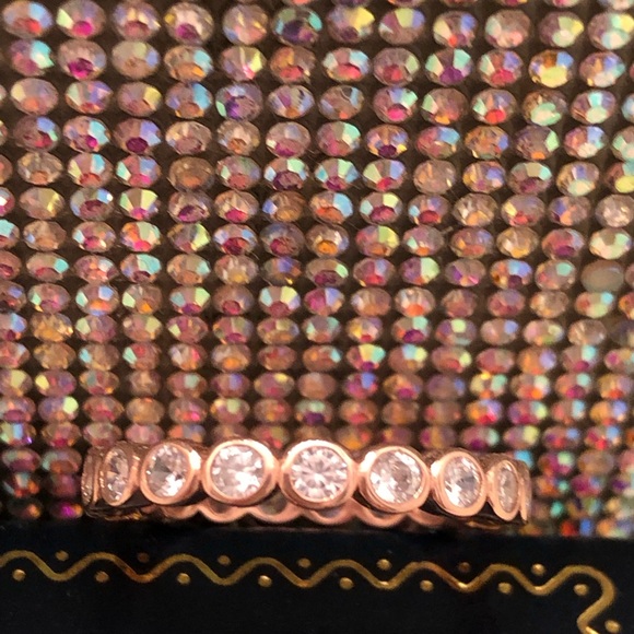 NWOT Sterling Silver Rose Goldplate Cubic Zirconia Anniversary Ring - Picture 6 of 9